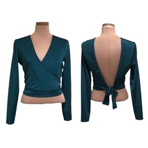 Nasty Gal Teal Wrap Crop Top